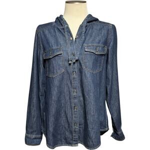 Columbia Cotton Hooded Denim Jacket Blue Medium